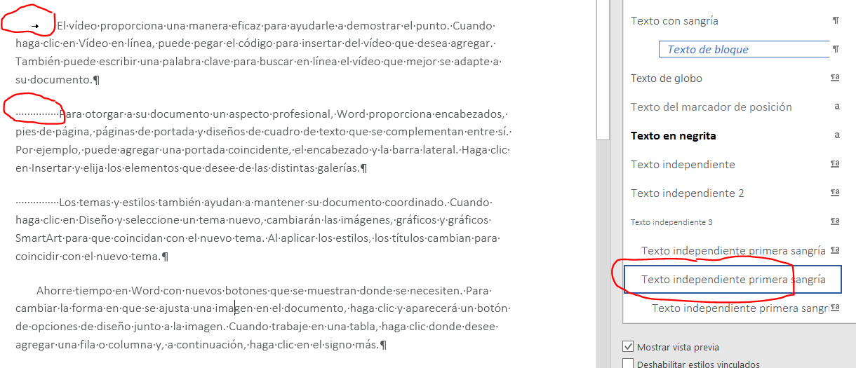 Eliminar espacios en blanco y tabulaciones al principio de los párrafos