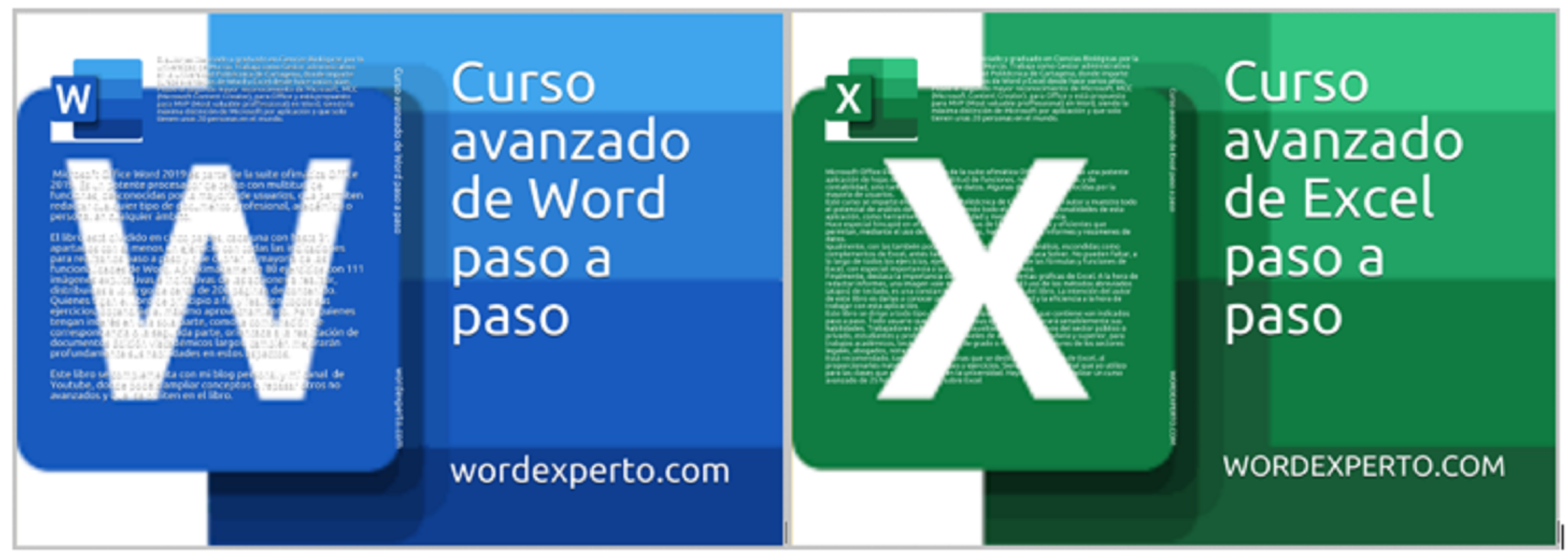 Muestra las portadas de mis libros: Curso avanzado paso a paso de Word y de Excel