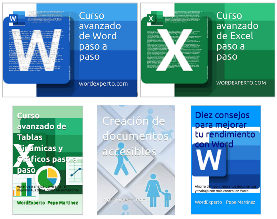 Muestra las imágenes de las portadas de los cinco libros publicados